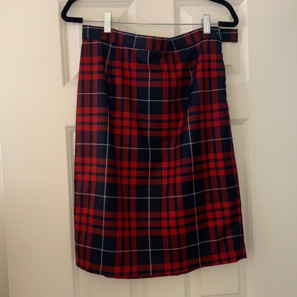 Navy and red plaid Joan rivers pencil skirt